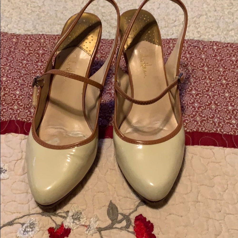 Cole Hahn Nike Air cream Patent Slingbacks